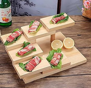 Amazon.co.jp: 寿司・刺身盛台 木製 階段盛器 立体盛込 段々 お